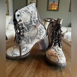 Freebird lace up snakeskin bootie